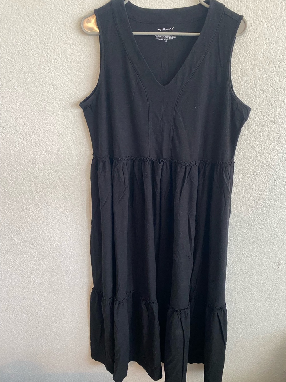 Westbound Black Sleeveless V-Neck Tiered Maxi Dress